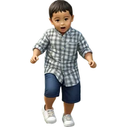 boy playing outdoors in grass sticker