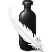 Bridgerton Inspired Emoji : A White Feather Quill in a Black Ink Bottle – Lady Whistledown’s tool of choice for penning her scandalous letters. sticker