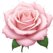 Rose "A fully bloomed pastel pink rose with delicate, silky petals that radiate a soft glow, surrounded by tiny sparkles and a faint shimmering mist." sticker