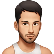 male, wearing a white tank top, brown hair sticker