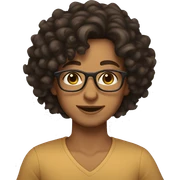 Tan skin toned, dark curly medium length hair, glasses, brown eyes  sticker