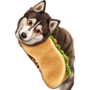 dog with burger red eyes sticker