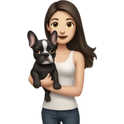 Brunette Woman holding French bulldog sticker
