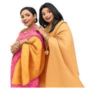 happy girls with jewelry sticker