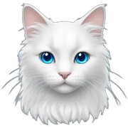 White cat with long fluff and blue eyes sticker