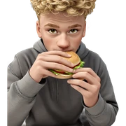 blonde boy enjoying a burger sticker