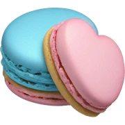 Blue Realistic isolated heart shaped macaron cookie laying down flat sticker