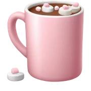 Light Pink mug of hot chocolate with marshmallows  sticker