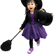 little witch with open mouth sticker