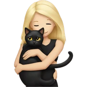 Blonde girl hugging black cat sticker