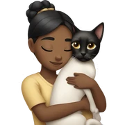 Black haired girl hugging a Siamese cat sticker