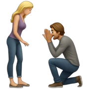 Man on knees facing woman sticker