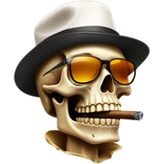Skull with sunglasses, a cap with flow and smoking a cigar sticker