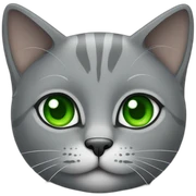grey cat with green eyes sticker