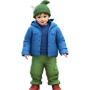 boy with hat by car sticker