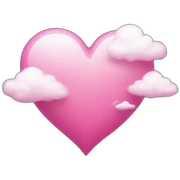 pink heart + cloud sticker