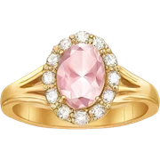 Oval engagement ring gold band pink nails sticker