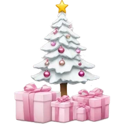 Light pink Christmas gifts under a white Christmas tree  sticker