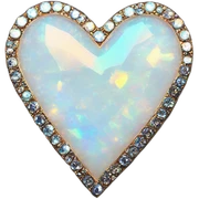 opal Crystal rhinestone pave heart sticker