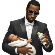 P Diddy holding baby oil sticker