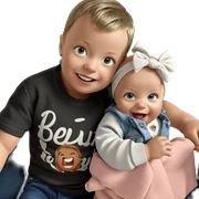 smiling baby in denim outfit sticker