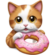Cute calico kitten eating donut sticker