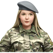 military girl in camouflage uniform sticker