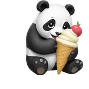 Panda eating ice cream sticker