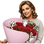 smiling girl with red roses sticker