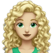 caucasian long curly blonde blue eyes green eyeshadow girl sticker
