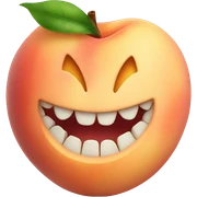 peach with teeth marks sticker