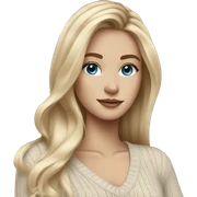 Blonde balayage long hair white women beige sweater blue eyes  sticker