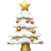 snow christmas tree with white and gold decorations sticker