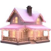 cottage with pretty light pink Christmas lights  sticker