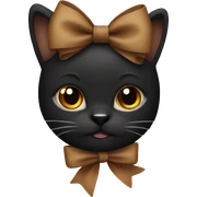 Fully black cat with brown bow sticker