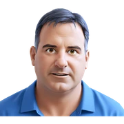 focused gaze in blue shirt sticker