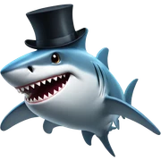Shark with a top hat sticker