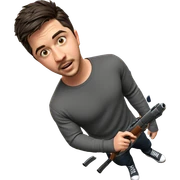 solo male with weapon indoors sticker