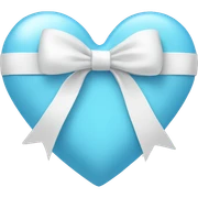 A light blue heart with a white bow ribbon  sticker