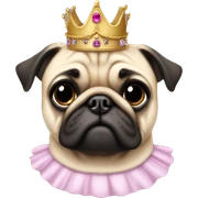 Pug with a princess dress and crown sticker