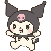 Kuromi character jumping pose, cute style, transparent background sticker