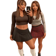 sisters playful selfie in skirts sticker
