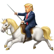 Donald trump riding a unicorn  sticker