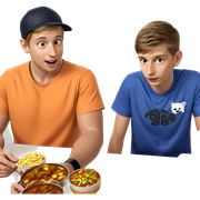 boys enjoying curry indoors sticker