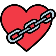 A heart with a chain wrapped around it or attached to it sticker