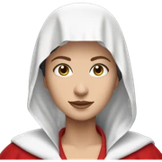 only one curly haired brunette caucasian handmaid in a completely red robe with red hood  sticker