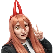 smiling girl with red horns sticker