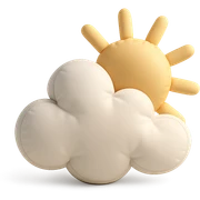 plush cushion cloud with sun rays, partly cloudy weather, soft edges, cushion style sticker