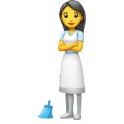 mujer blanca limpiando sticker