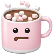 Light Pink mug of hot chocolate with marshmallows  sticker